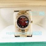 Replica Rolex Day-Date Yellow Gold Diamond Bezel 41mm Gradient Red Watch